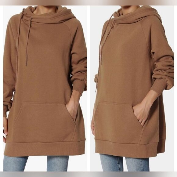 NEW! FABULOUS SUPER CHIC SIDE TIE HOODED LONGLINE SWEATSHIRT DRESS - Picture 4 of 8